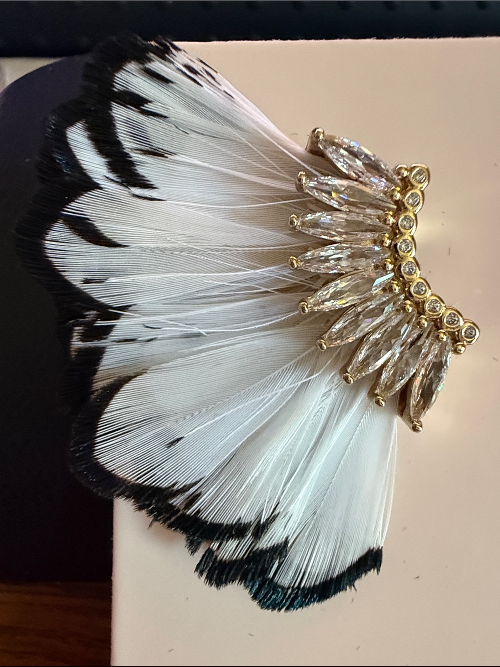Mignonne Gavigan White and Black Feather Madeline earrings - Club Mad - Picture 3 of 5